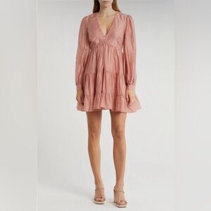 NWT‎ Bardot Harlow Mini Dress Blush Dusty Rose Pink V Neck A-Line Women’s XL /10